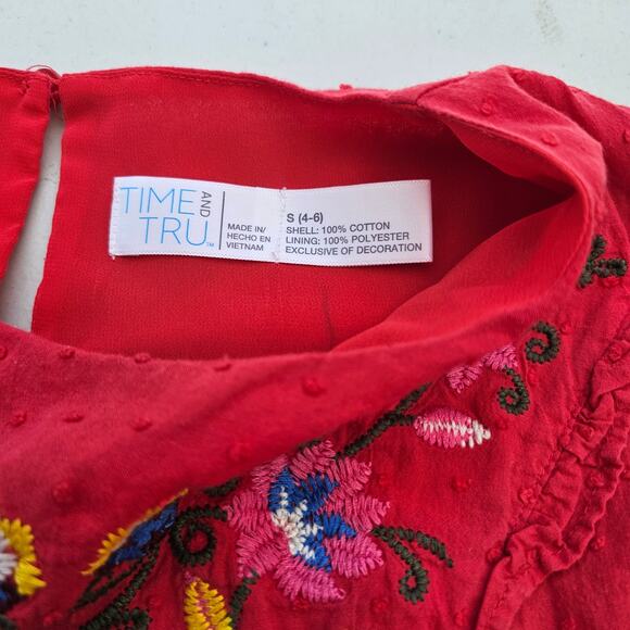 Embroidered Peplum Sleeveless Top Red Johnny Was Look Boho Hippie Folk Small - Picture 6 of 6